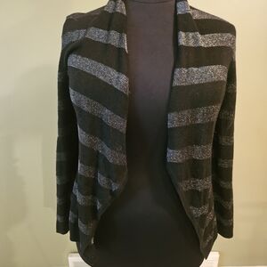 White House Black Market Black & Silver Striped Cardigan